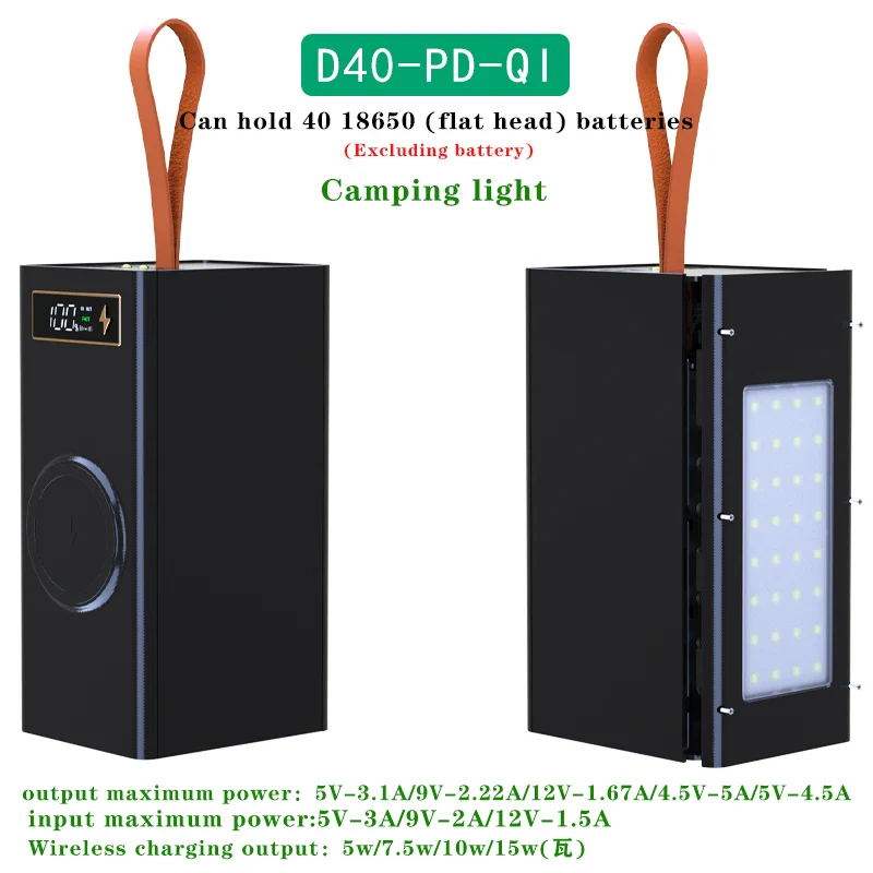 40*18650 DIY Power Bank Case Batteries Power Box Regular/PD Camping light Version Power Bank Shell Batteries Power Shell - Image 11