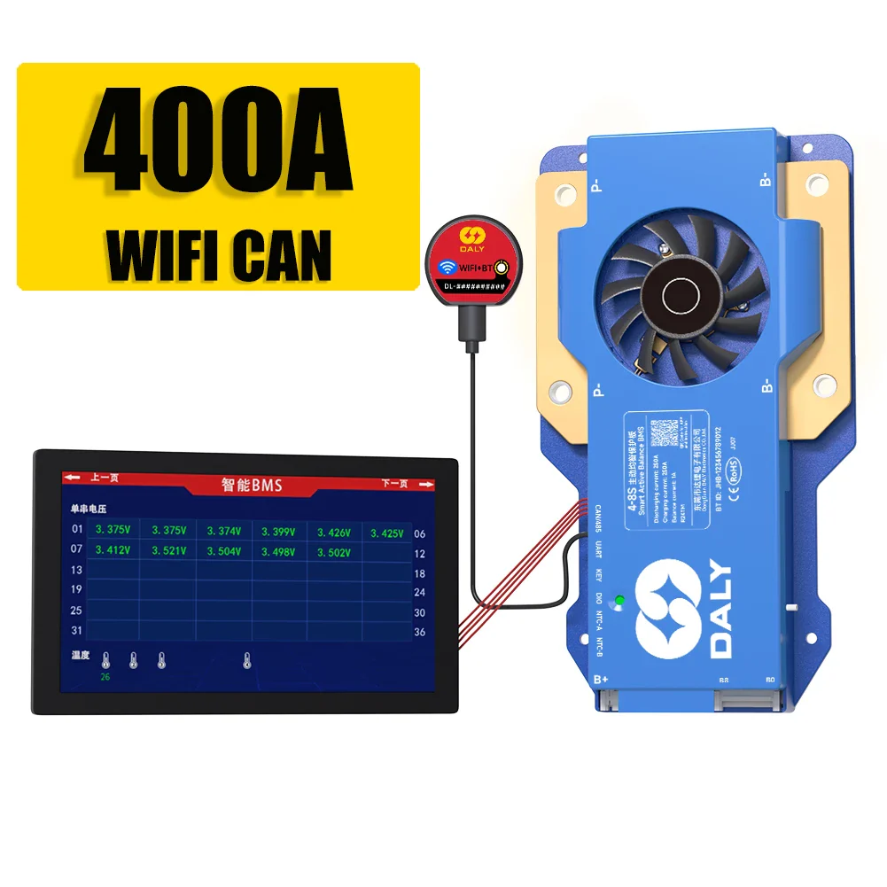 Daly BMS WiFi Active BMS 250 amperios for Lifepo4 4S 8S 24S 100A 150A 200A 500A Active Balance 1A Built-in BT 7S 24V 12V 48V - Image 19