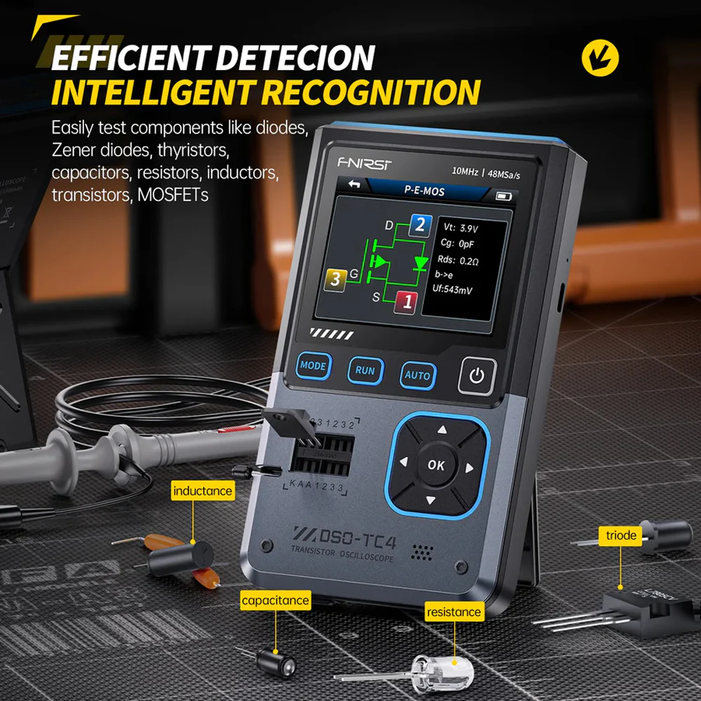 FNIRSI® DSO-TC4 3-IN-1 10MHz 48MSa/s Digital Oscilloscope Transistor Tester Signal Generator - Image 9