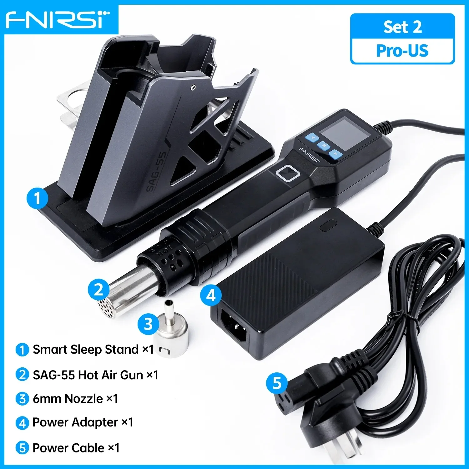FNIRSI SAG-55 Micro Hot Air Gun 550W with Stand BGA Welding Repair Tools - Image 10