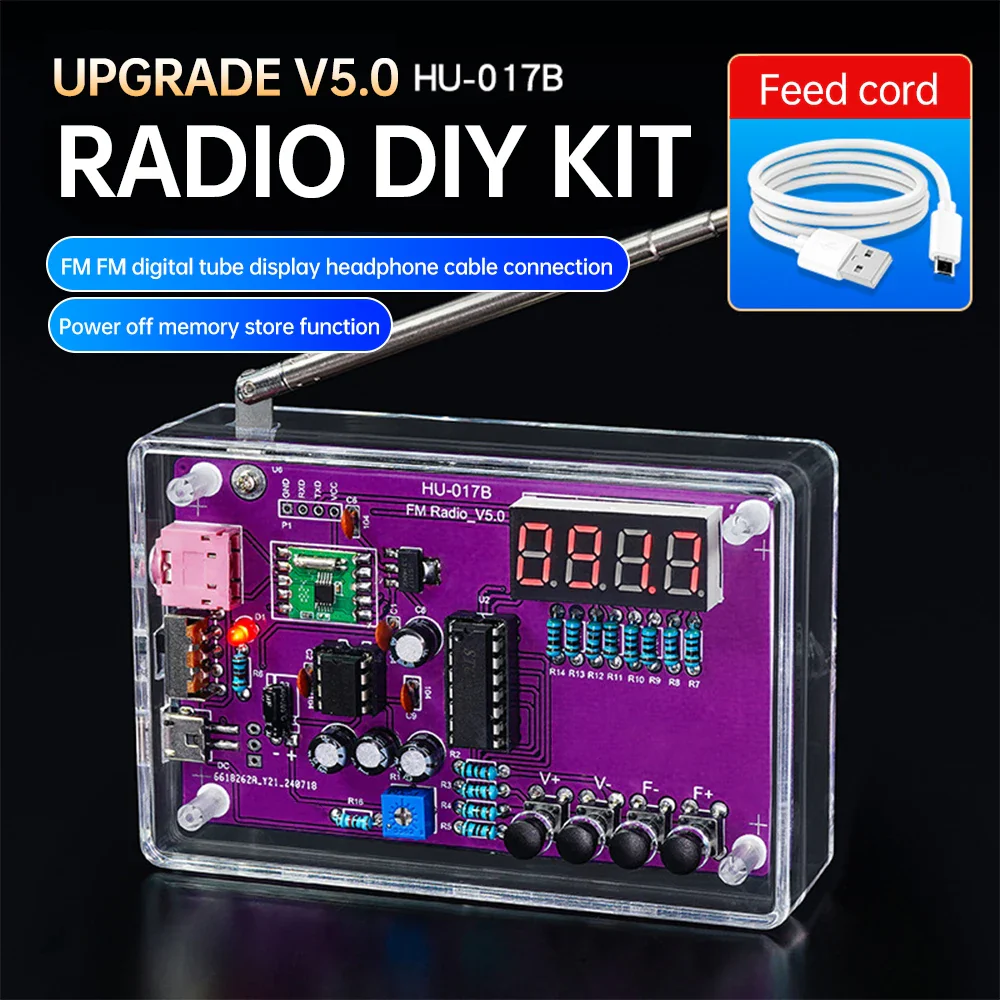 HU-017A/B RDA5807S Radio Kit FM DIY Electronic Parts Learning Set 87-108MHz DIY Electronic Kit - Image 2
