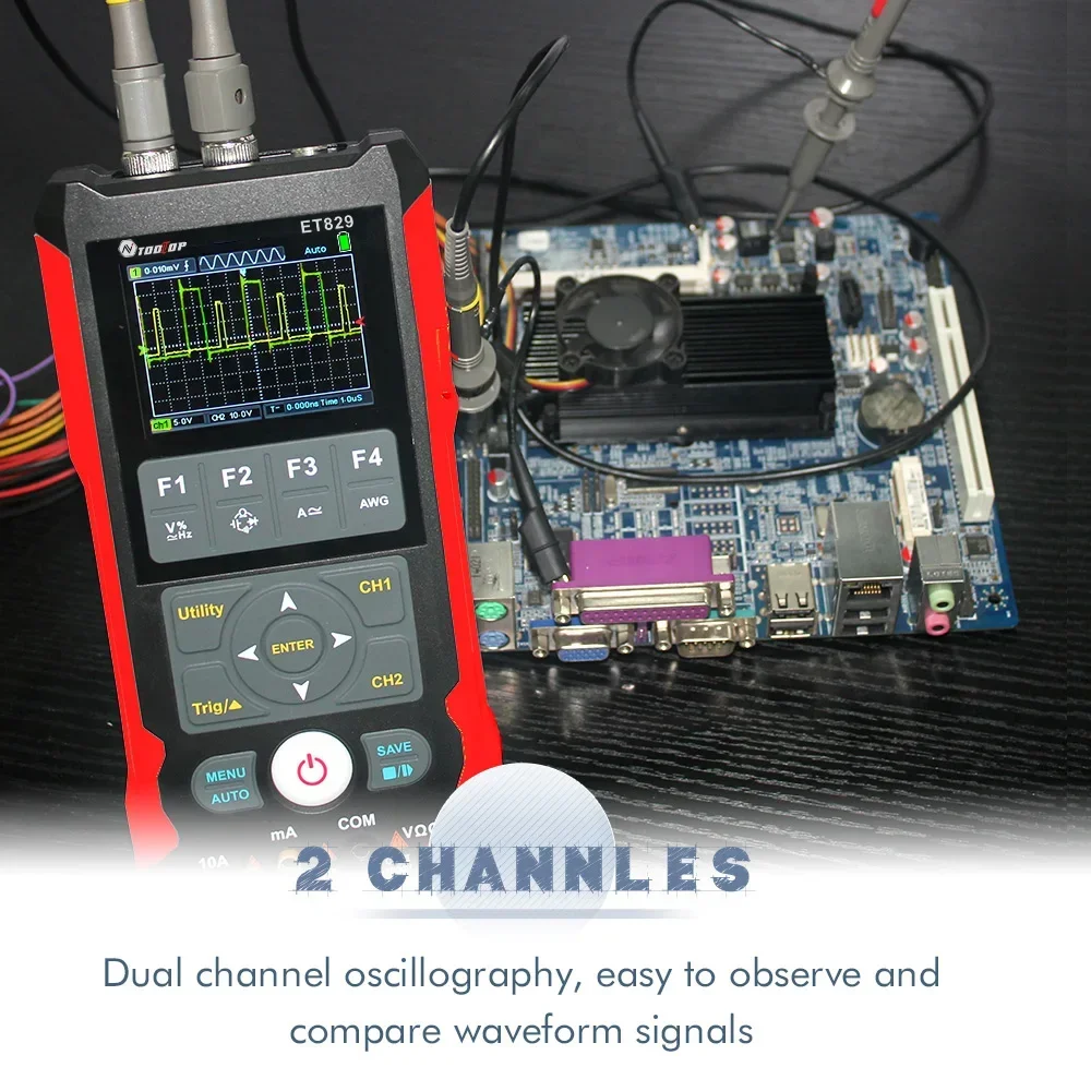 TOOLTOP ET829 2 Channel 80MHz Digital Storage Oscilloscope Multimeter Signal Generator 3 in 1 Electronic Automobile Power Repair - Image 3